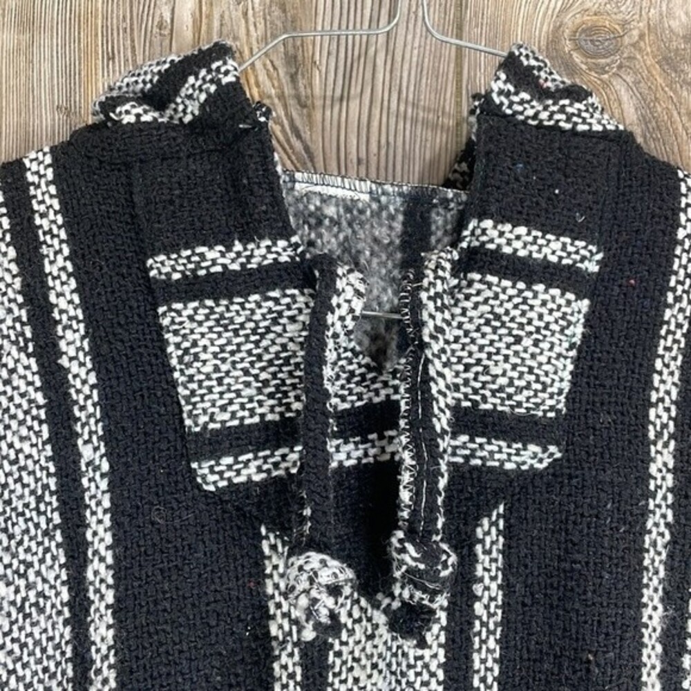Mexican Baja Hoodie Adult Men's Sweatshirt Size Large Black Gray Pockets - Picture 2 of 6